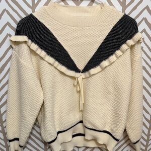 Chic Cream and Black Women's Sweater
